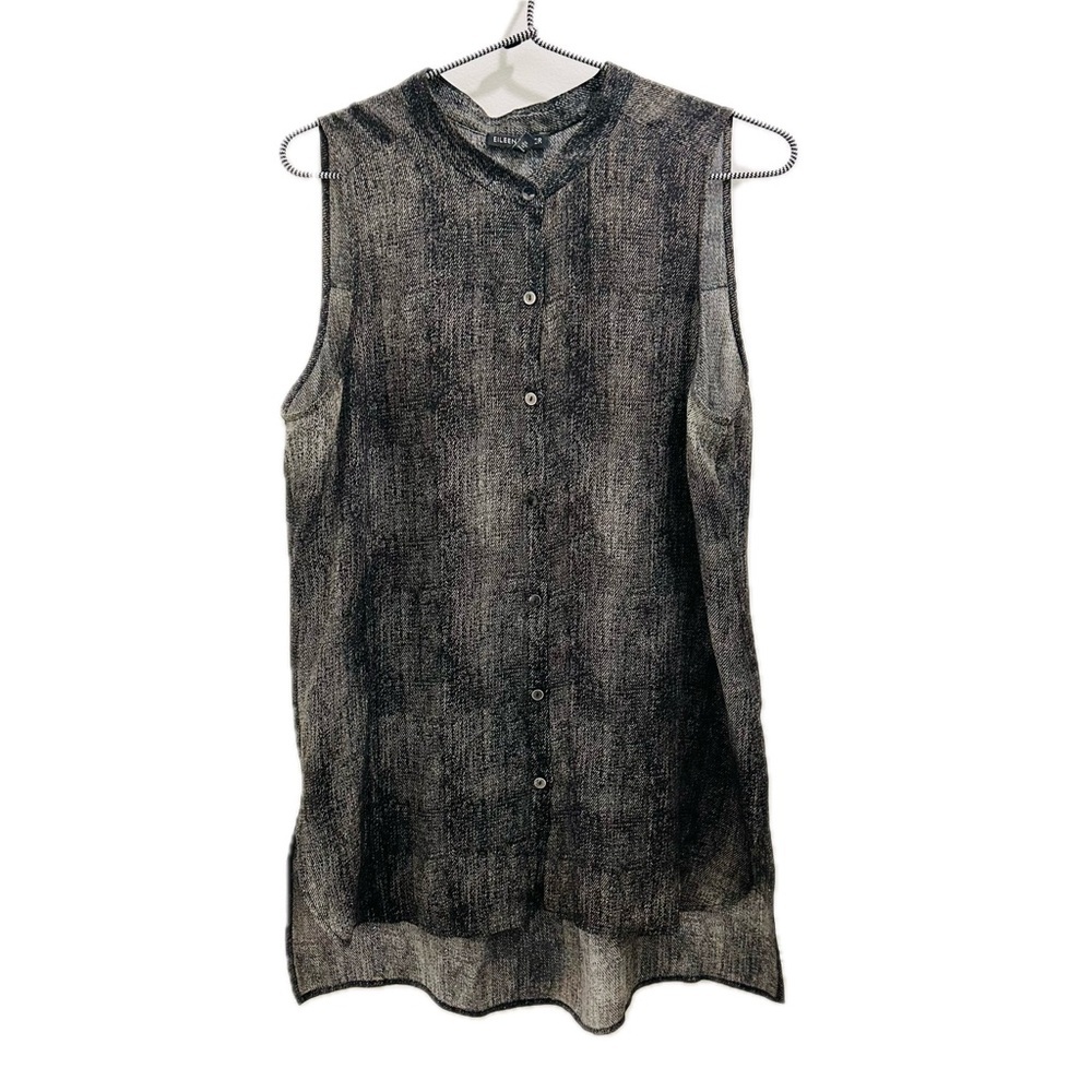 Eileen Fisher Silk Blouse Medium Gray Tank Top
